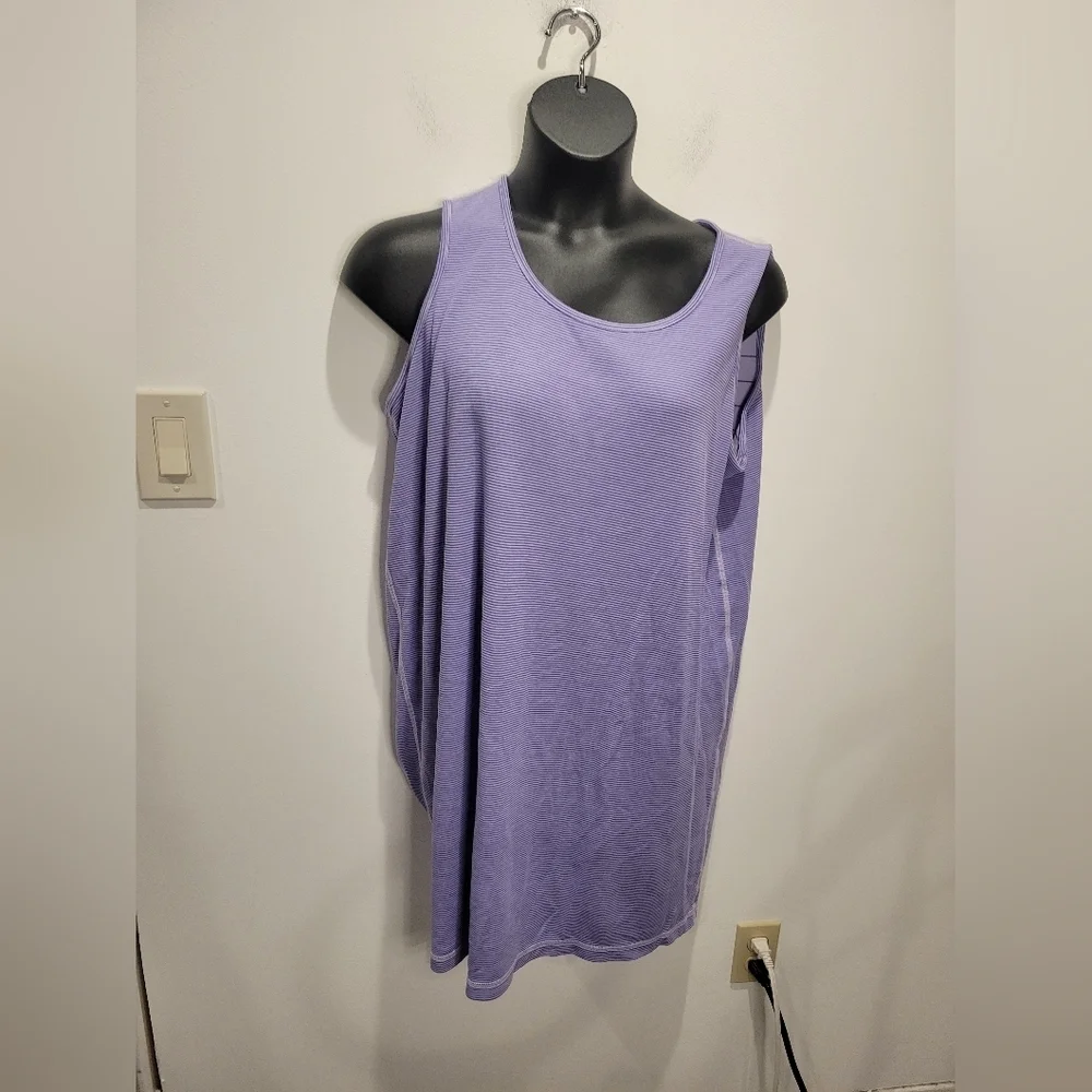 Lands End Size 1x Reverisble Purple Stripes Tank Dress